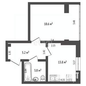 1-к квартира, вторичка, 41м2, 3/4 этаж
