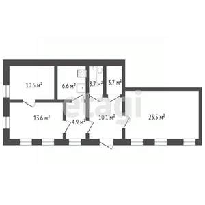 3-к квартира, вторичка, 70м2, 2/2 этаж