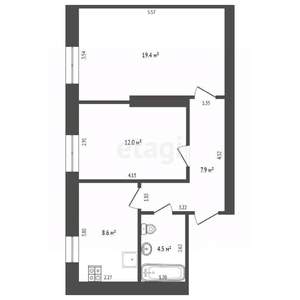 2-к квартира, вторичка, 52м2, 4/5 этаж