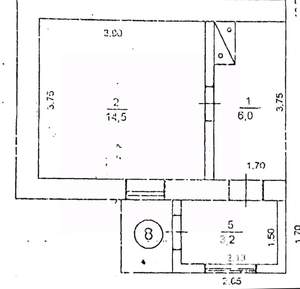 1-к квартира, вторичка, 24м2, 1/1 этаж