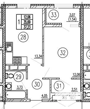 1-к квартира, вторичка, 39м2, 9/10 этаж