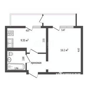 1-к квартира, вторичка, 36м2, 5/5 этаж