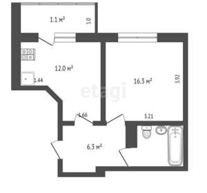 1-к квартира, вторичка, 43м2, 6/11 этаж