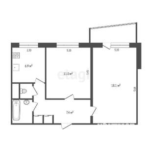 2-к квартира, вторичка, 58м2, 2/9 этаж
