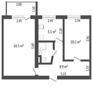 2-к квартира, вторичка, 45м2, 5/5 этаж