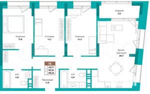 3-к квартира, вторичка, 96м2, 4/9 этаж