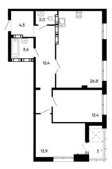 2-к квартира, строящийся дом, 79м2, 11/16 этаж