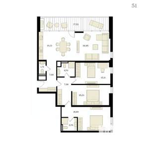 4-к квартира, вторичка, 124м2, 10/12 этаж