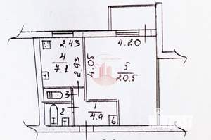 1-к квартира, вторичка, 38м2, 6/9 этаж