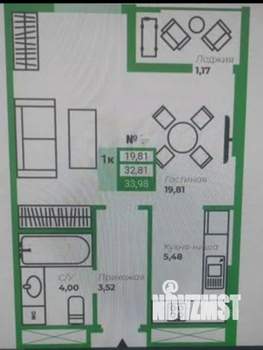 2-к квартира, вторичка, 34м2, 2/18 этаж