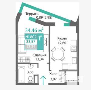 2-к квартира, вторичка, 67м2, 7/9 этаж