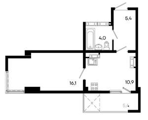 Студия квартира, вторичка, 42м2, 5/16 этаж