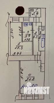2-к квартира, вторичка, 60м2, 1/3 этаж