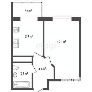 1-к квартира, вторичка, 36м2, 4/12 этаж