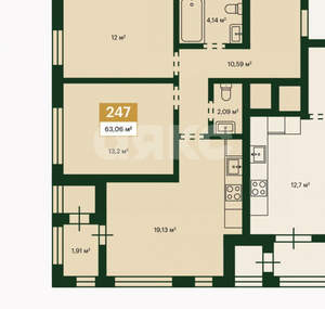 2-к квартира, вторичка, 63м2, 10/18 этаж