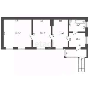 3-к квартира, вторичка, 65м2, 2/2 этаж