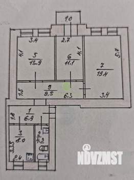 3-к квартира, вторичка, 74м2, 2/3 этаж