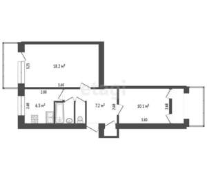 2-к квартира, вторичка, 46м2, 2/6 этаж