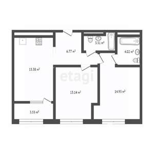 2-к квартира, вторичка, 62м2, 3/13 этаж