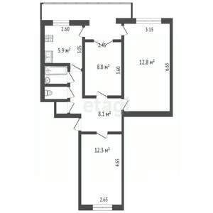 3-к квартира, вторичка, 58м2, 4/5 этаж