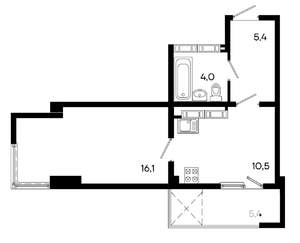 Студия квартира, вторичка, 41м2, 14/16 этаж