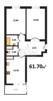2-к квартира, вторичка, 62м2, 10/19 этаж