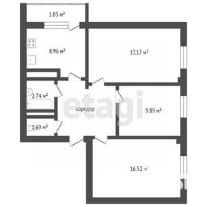 3-к квартира, вторичка, 70м2, 6/9 этаж