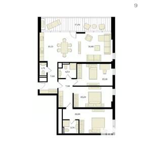 4-к квартира, вторичка, 124м2, 3/12 этаж