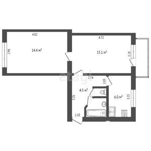 2-к квартира, вторичка, 45м2, 3/5 этаж