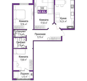 3-к квартира, вторичка, 81м2, 5/16 этаж