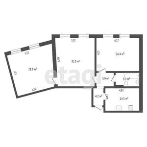 3-к квартира, вторичка, 117м2, 3/3 этаж