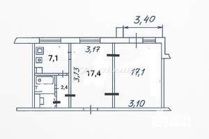 2-к квартира, вторичка, 50м2, 1/9 этаж