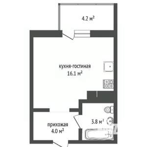 1-к квартира, вторичка, 28м2, 3/9 этаж