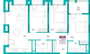 3-к квартира, вторичка, 87м2, 9/16 этаж