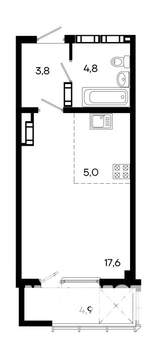 Студия квартира, строящийся дом, 36м2, 2/16 этаж