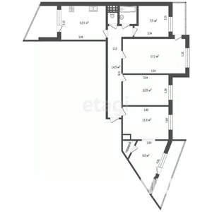 4-к квартира, вторичка, 97м2, 8/9 этаж