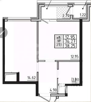 1-к квартира, вторичка, 38м2, 7/18 этаж