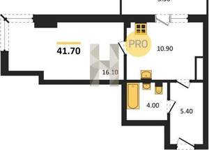 1-к квартира, вторичка, 42м2, 2/16 этаж
