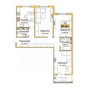 3-к квартира, вторичка, 85м2, 4/9 этаж