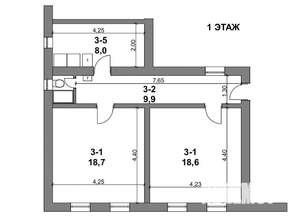 2-к квартира, вторичка, 56м2, 1/2 этаж