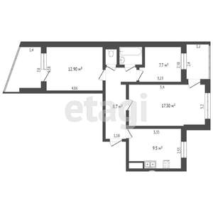 3-к квартира, вторичка, 67м2, 4/9 этаж