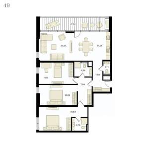 4-к квартира, вторичка, 124м2, 10/12 этаж