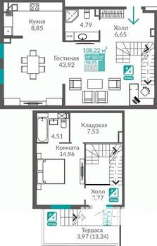 1-к квартира, строящийся дом, 99м2, 1/16 этаж