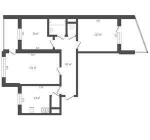 3-к квартира, вторичка, 62м2, 3/9 этаж