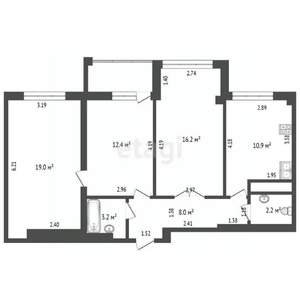 3-к квартира, вторичка, 72м2, 1/11 этаж