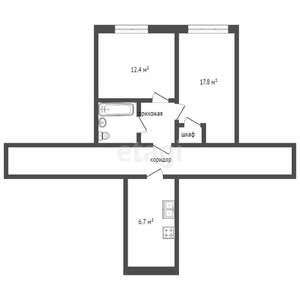 2-к квартира, вторичка, 48м2, 6/9 этаж