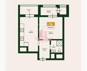 1-к квартира, вторичка, 40м2, 9/18 этаж