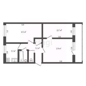 3-к квартира, вторичка, 63м2, 2/5 этаж