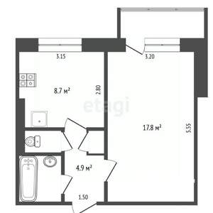 1-к квартира, вторичка, 35м2, 6/10 этаж