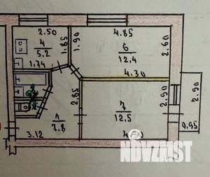 2-к квартира, вторичка, 45м2, 3/5 этаж